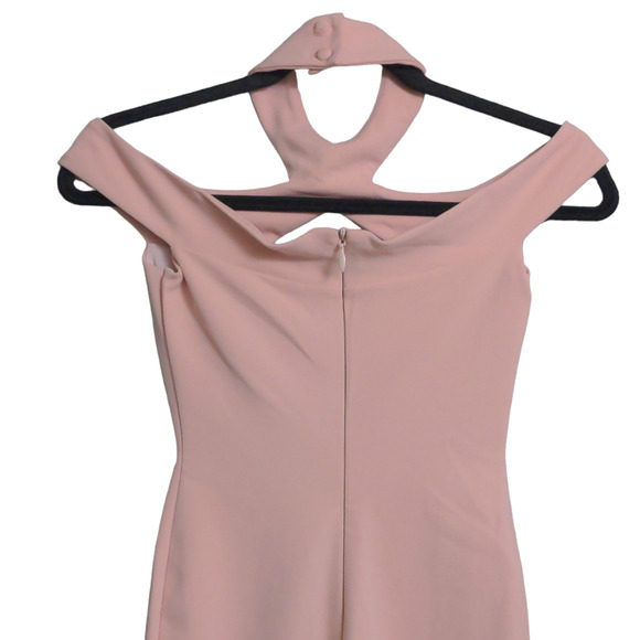 Nookie Hollywood Midi Dress Blush Pink Off the Shoulder Cutout Choker XS New - Picture 6 of 12